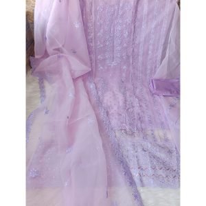 Organza Embroidered Dress with Sequins Work – Unstitched (4-Piece Set) (C1)