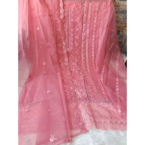 Organza Embroidered Dress with Sequins Work – Unstitched (4-Piece Set) (C2)