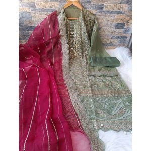 Chiffon Embroidered Dress – Unstitched (4-Piece Set) (C1)