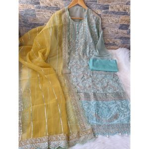 Chiffon Embroidered Dress – Unstitched (4-Piece Set) (C3)